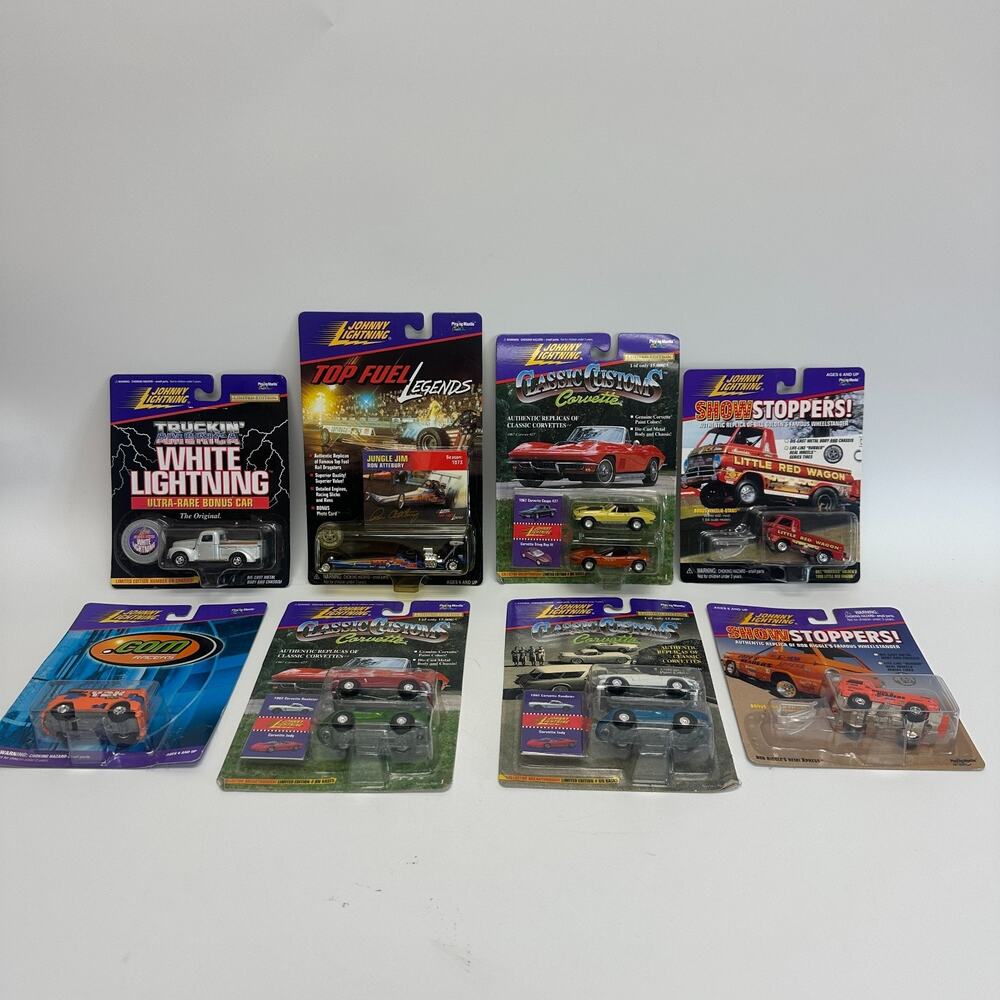 Mixed Lot of 8 Johnny Lightning NIP Die-Cast Cars Showstoppers Top Fuel Corvette